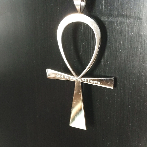 -- SOLD -- Evil Pawn Ankh Pendant Necklace Stainless Steel - Picture 3 of 7